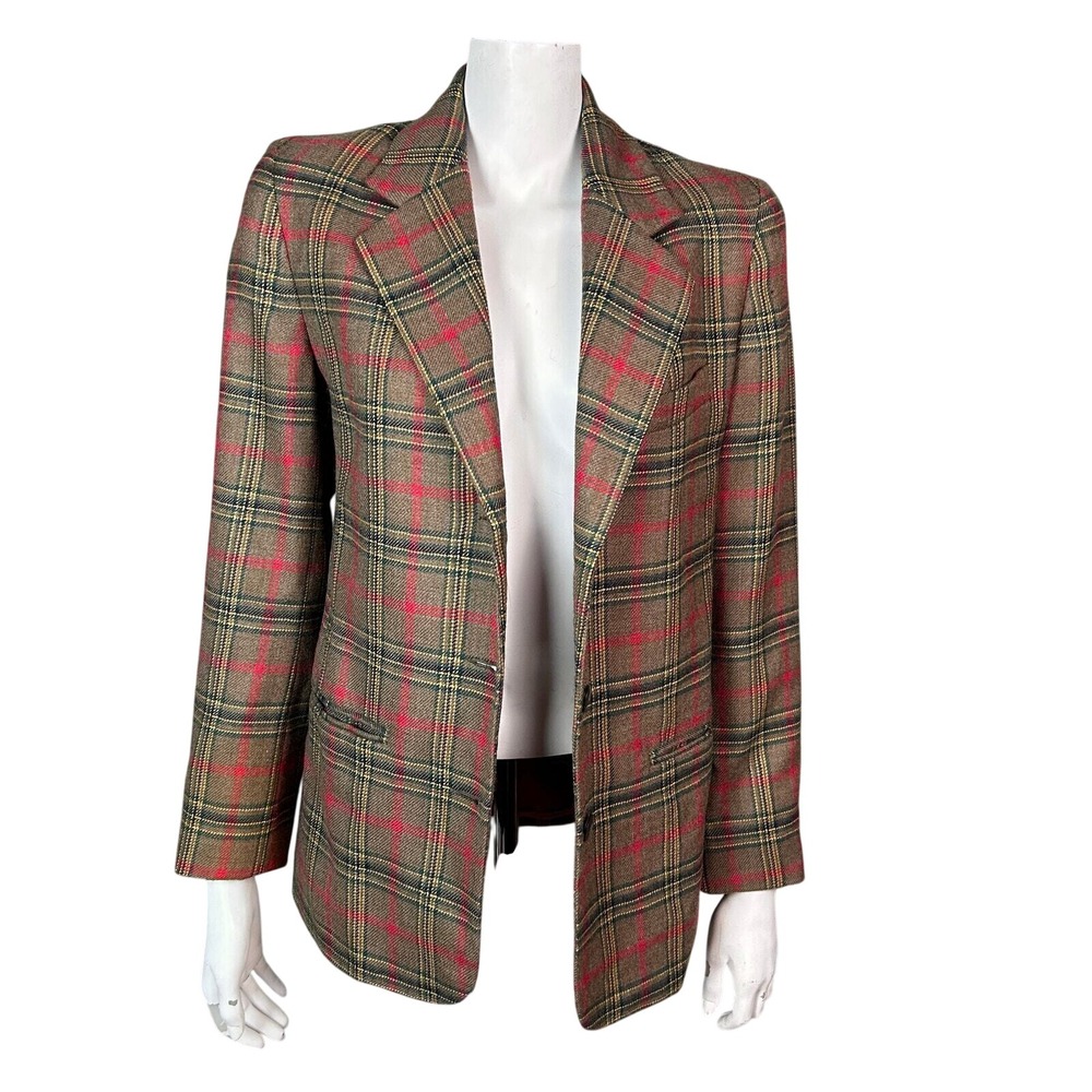 GAP jacket womens small blazer tartan plaid wool preppy academia old money VTG‎